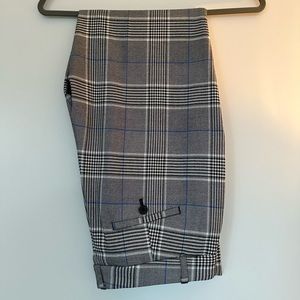 Banana Republic Cropped Plaid Pants in Gray and Blue